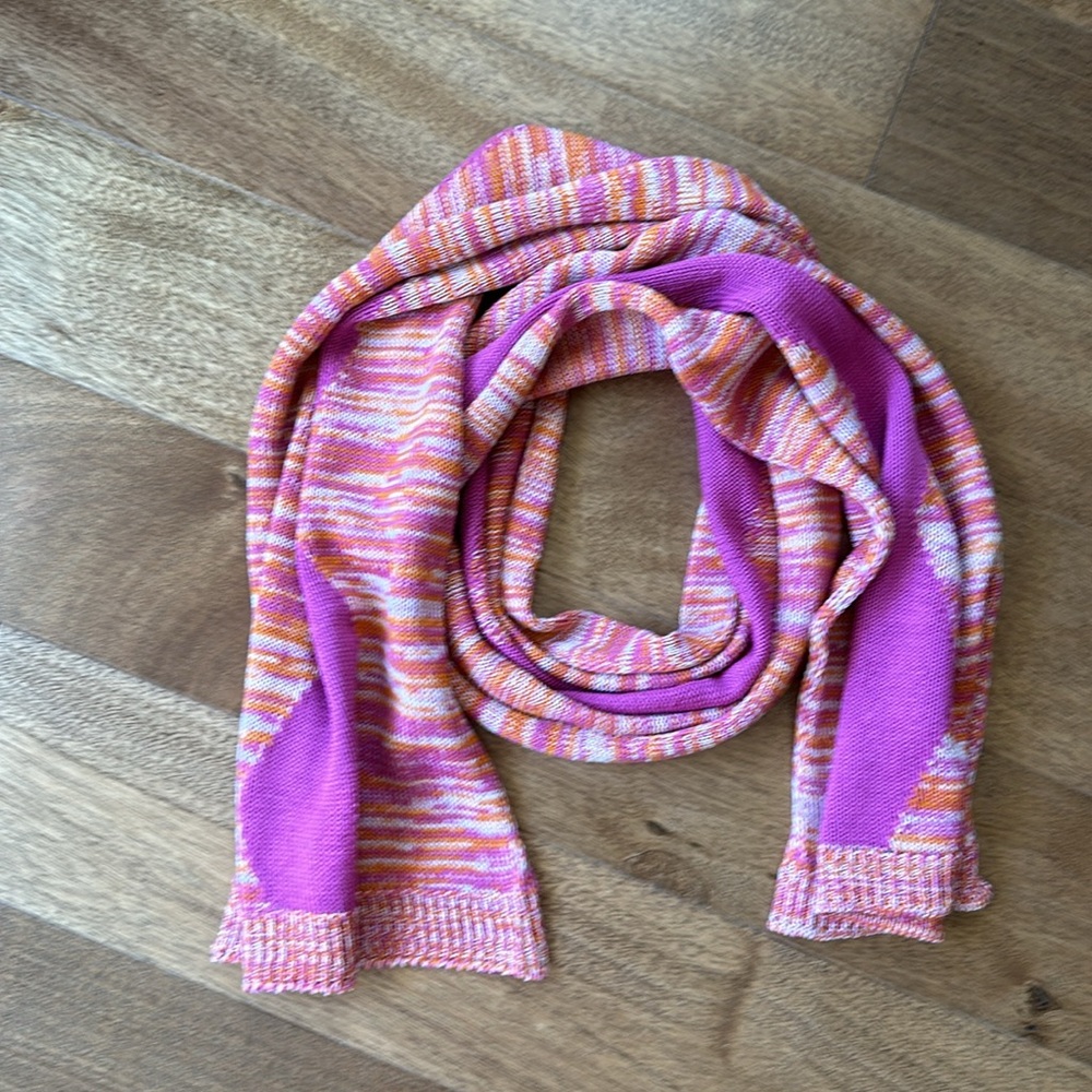 Missoni knit scarf, pink/orange/cream